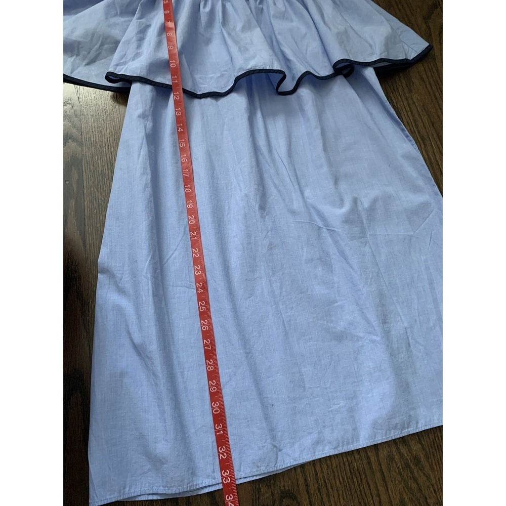 J. Crew Womens Blue Off The Shoulder Ruffle Cotton Shift Mini Dress Size S